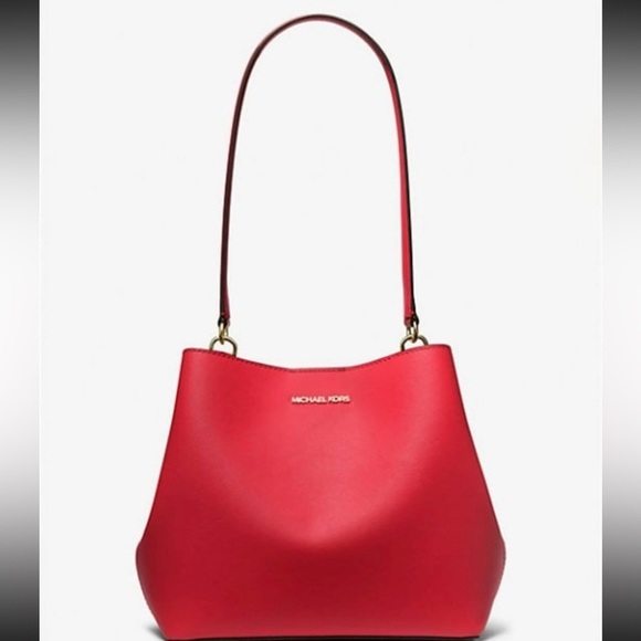 NWT Michael Kors Red Pratt Medium Shoulder Bag - Picture 1 of 4